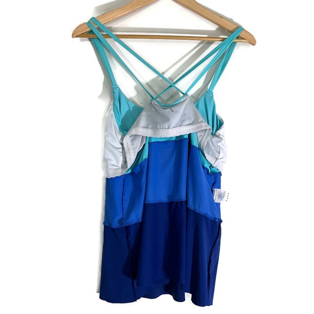 Lands’ End Blue Color Block Tiered Ruffle Tankini Size 18 - Picture 11 of 11